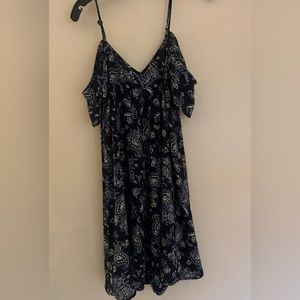 Abercrombie & Fitch Off Shoulder Navy Blue Floral Dress Women’s Large